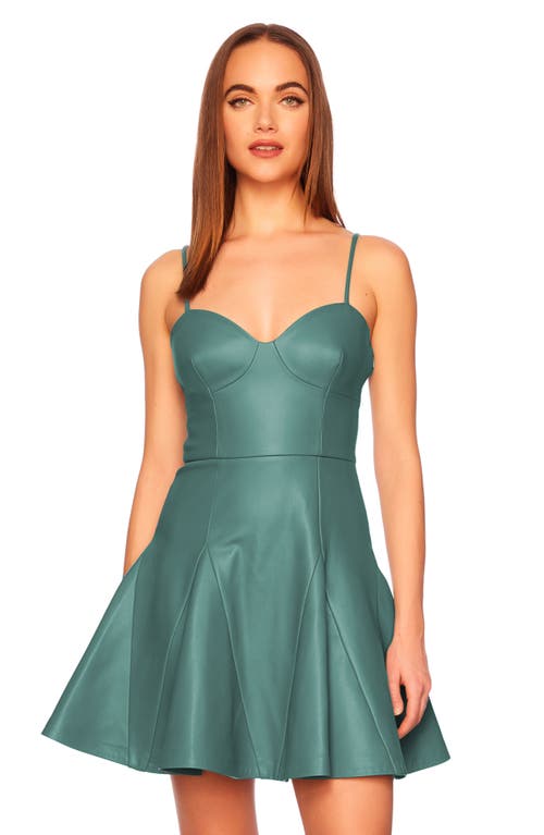 Susana Monaco Corset Faux Leather Fit & Flare Minidress In Rosemary