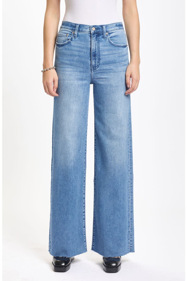Far Out High Waist Raw Hem Wide Leg Jeans, Main, color, RIGHT ON