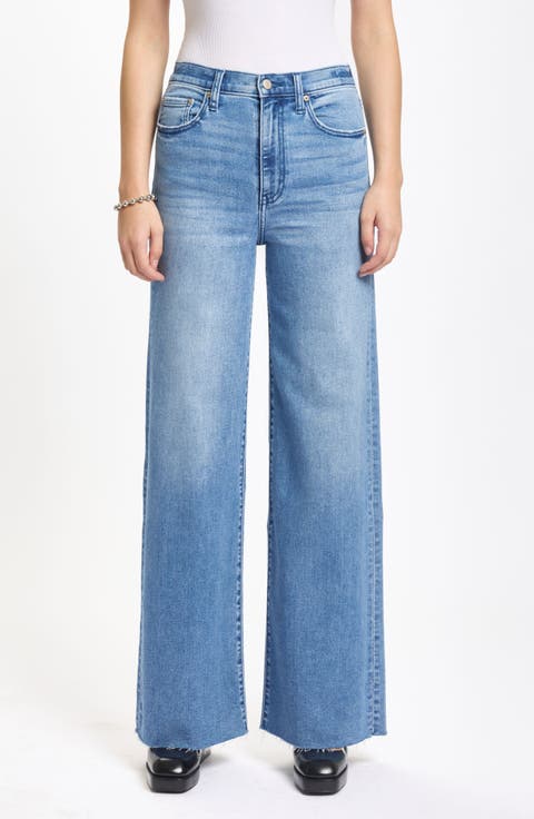 Far Out High Waist Raw Hem Wide Leg Jeans