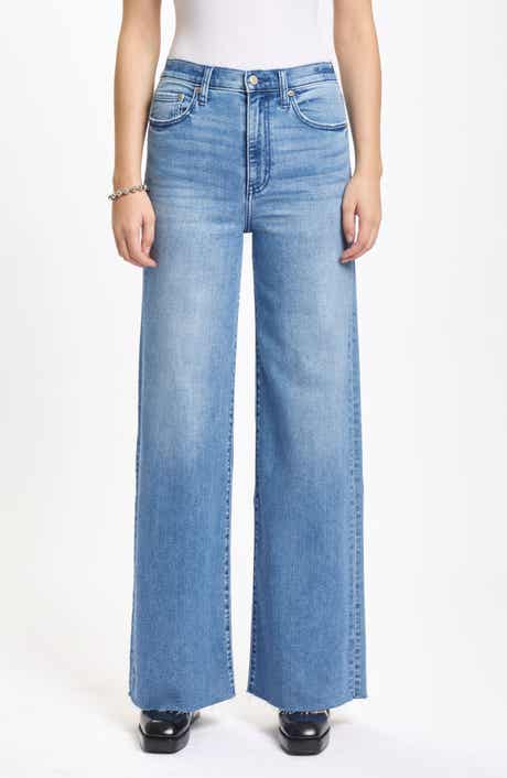 Far Out High Waist Raw Hem Wide Leg Jeans