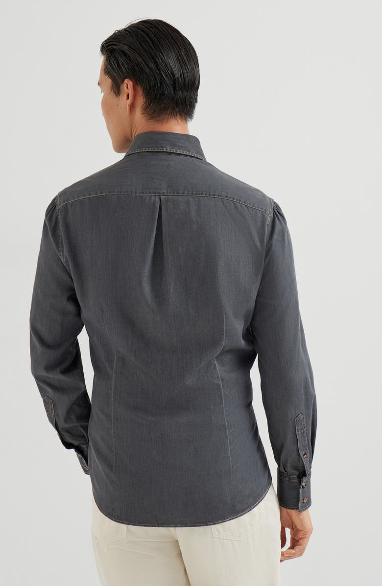 Brunello Cucinelli Spread collar shirt, Alternate, color, Anthracite