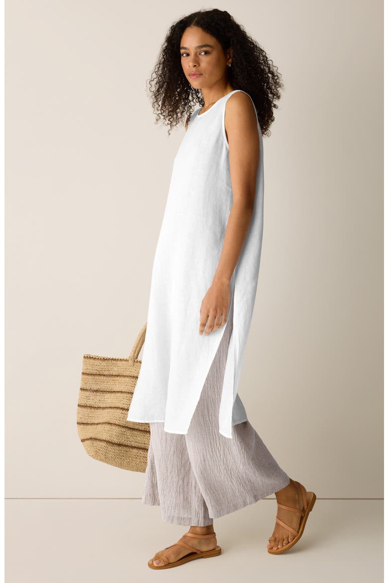 Longline Organic Linen Tunic, Alternate, color, WHITE