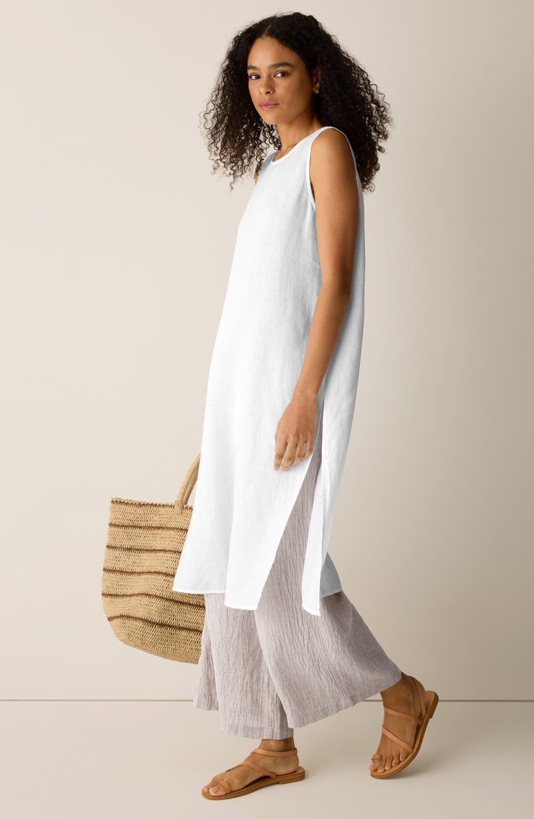 Eileen Fisher Longline Organic Linen Tunic, Alternate, color, White