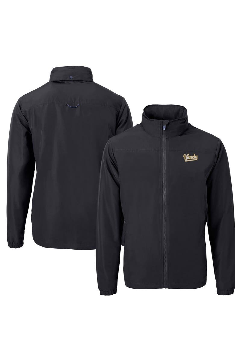 Cutter & Buck Men's Cutter & Buck  Black Vanderbilt Commodores Vault Charter Eco Recycled Full-Zip Jacket, Main, color, 