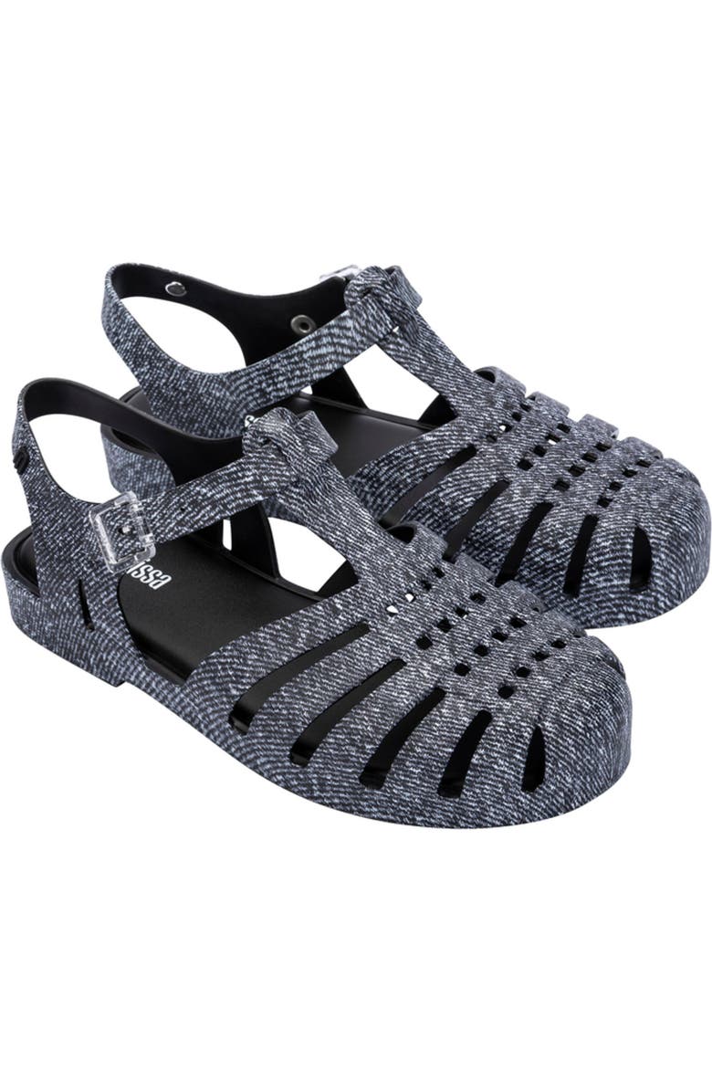 Melissa Possession Denim Print Fisherman Sandal, Main, color,