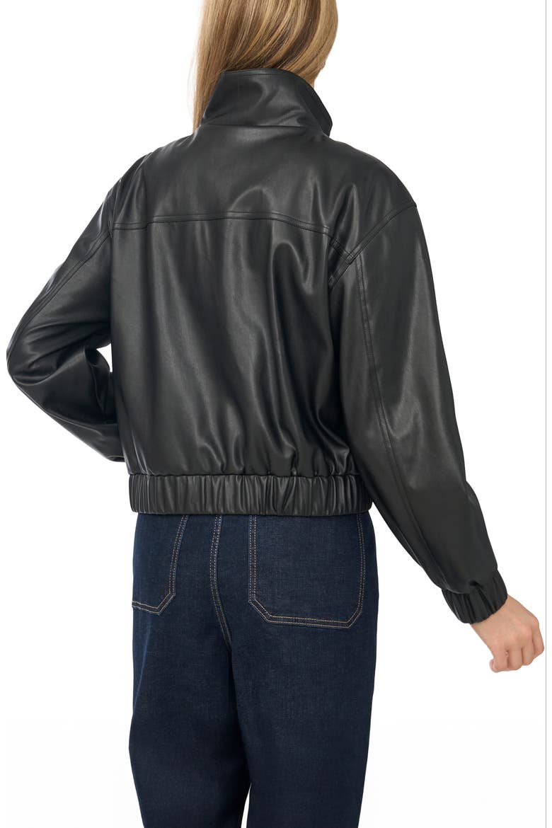 Faux Leather Bomber Jacket, Alternate, color, RICH BLACK