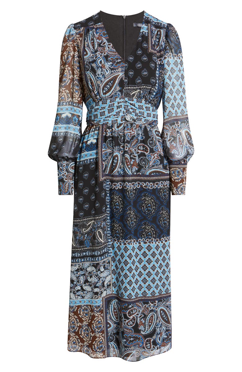 Julia Jordan Mixed Scarf Print Long Sleeve Midi Dress, Alternate, color,