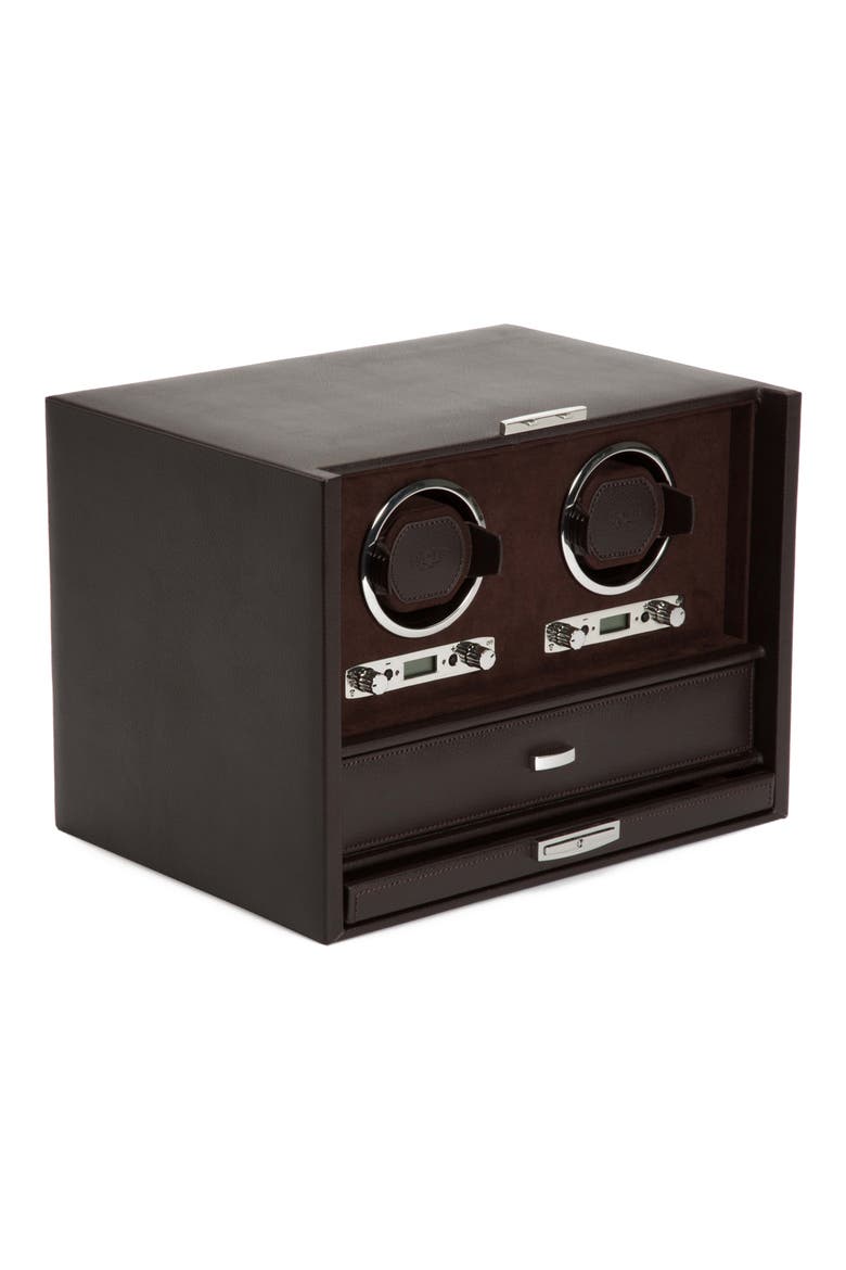 Blake Double Watch Winder Box, Alternate, color, BROWN
