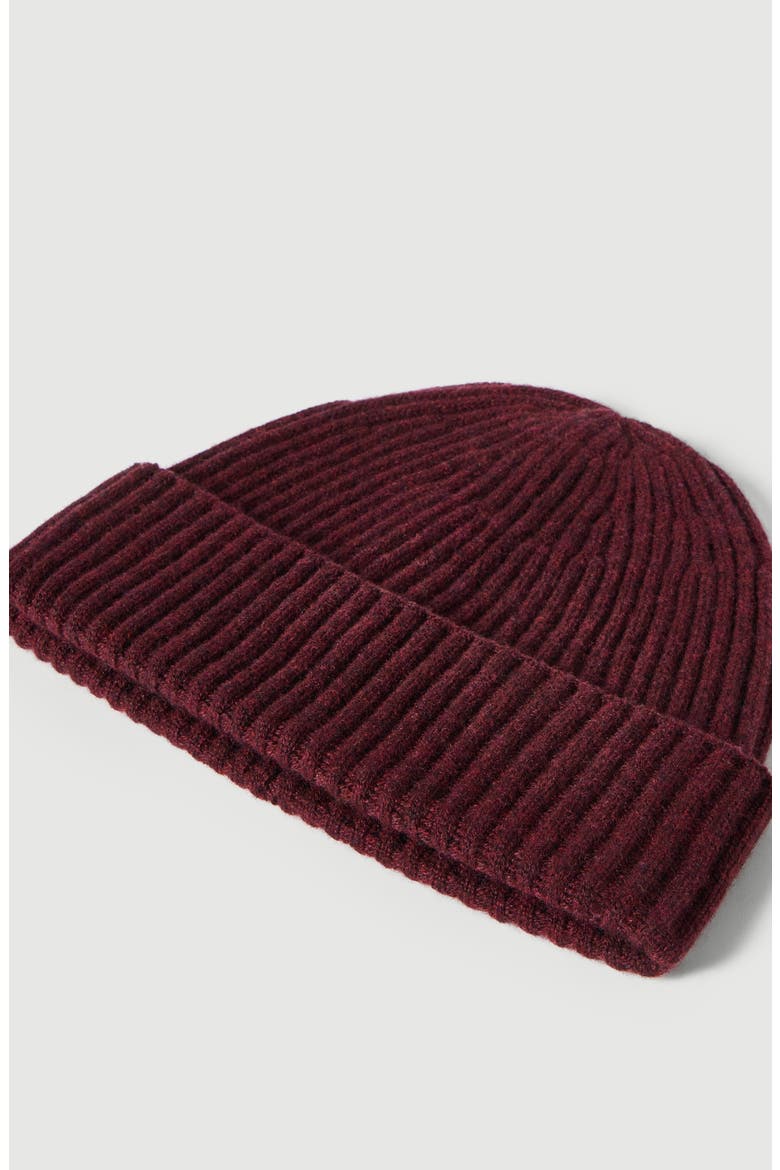 Cashmere English rib double knit beanie, Alternate, color, Burgundy