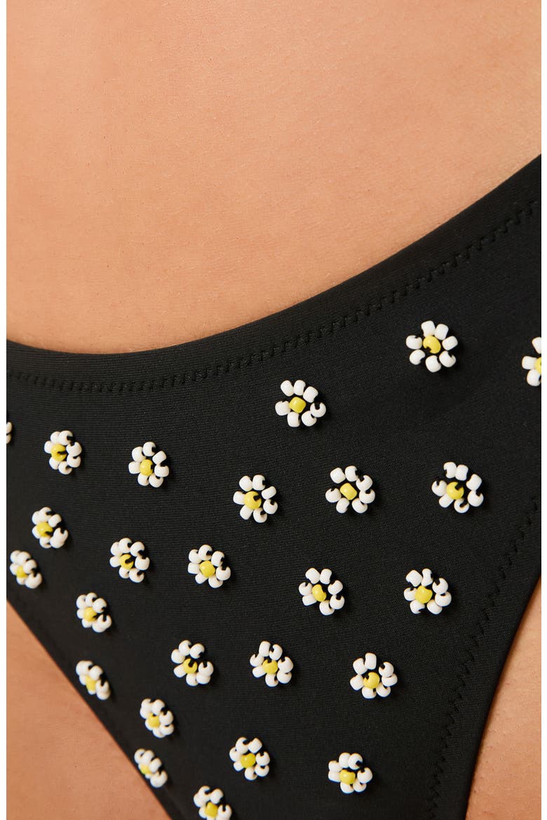 The Daniela Beaded Daisy Bikini Bottoms, Alternate, color, NOIR