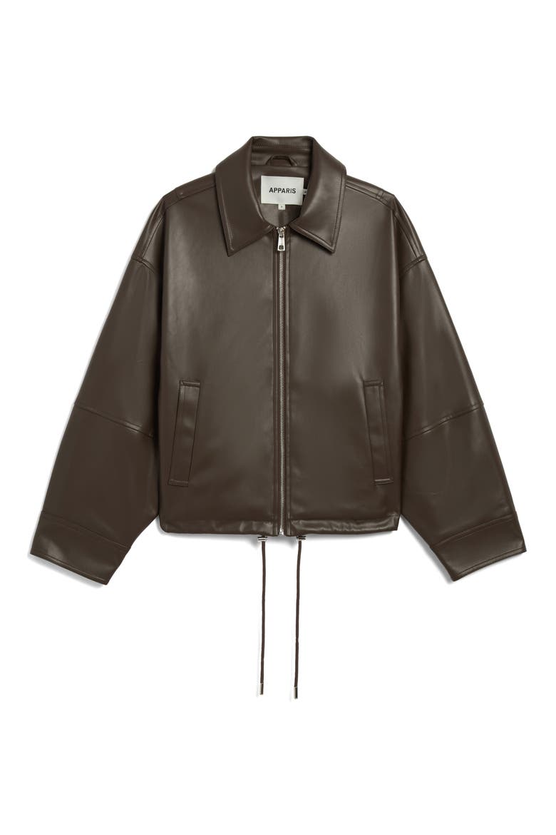 Ada Faux Leather Bomber Jacket, Alternate, color, DEEP BROWN
