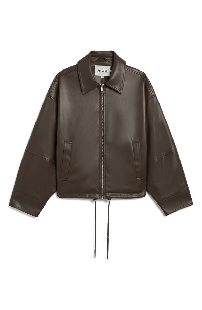Apparis Ada Faux Leather Bomber Jacket, Alternate, color, Deep Brown