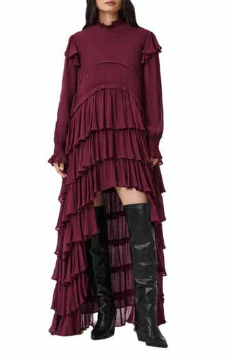 AllSaints Cavarly Ruffle Long Sleeve Maxi Dress