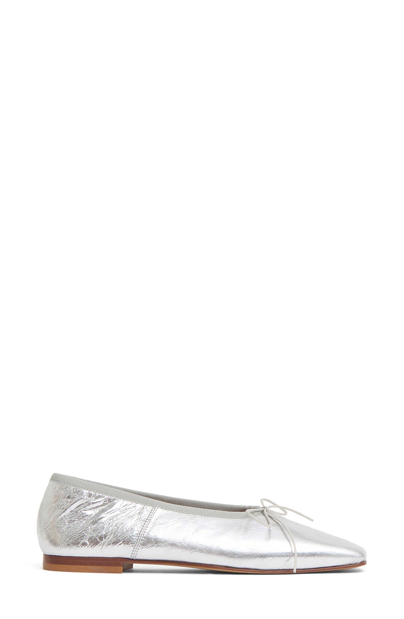 Mansur Gavriel Square Toe Ballerina Flat, Alternate, color, Silver
