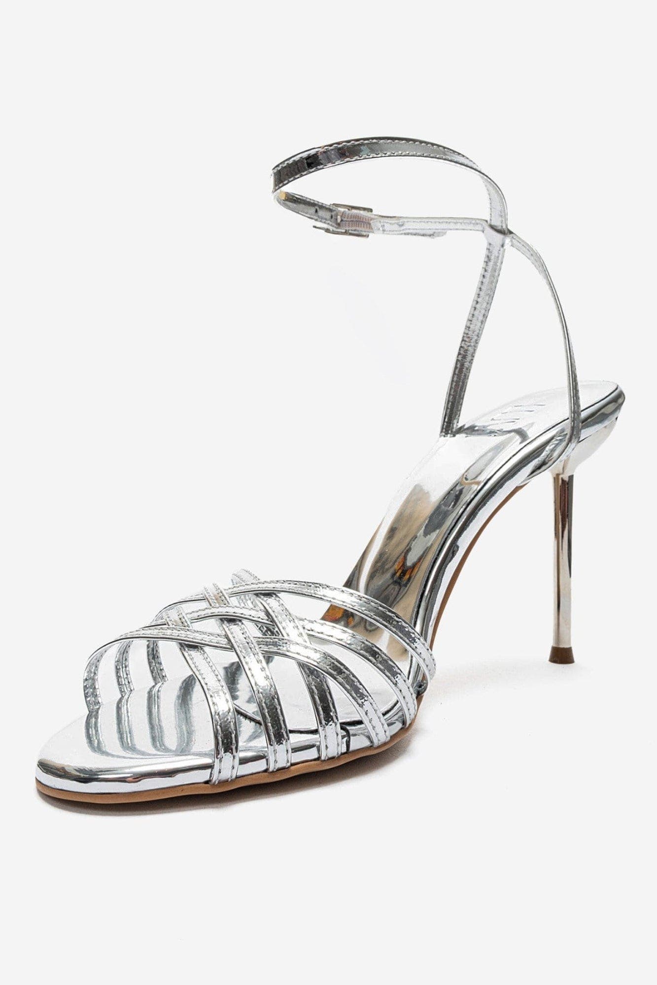 Lorion Stiletto Ankle Strap Pump, Alternate, color, Silver