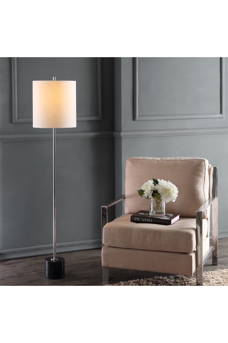 Levitt 60.5" Marble/Metal LED Floor Lamp, Black/Chrome, Alternate, color, Chrome