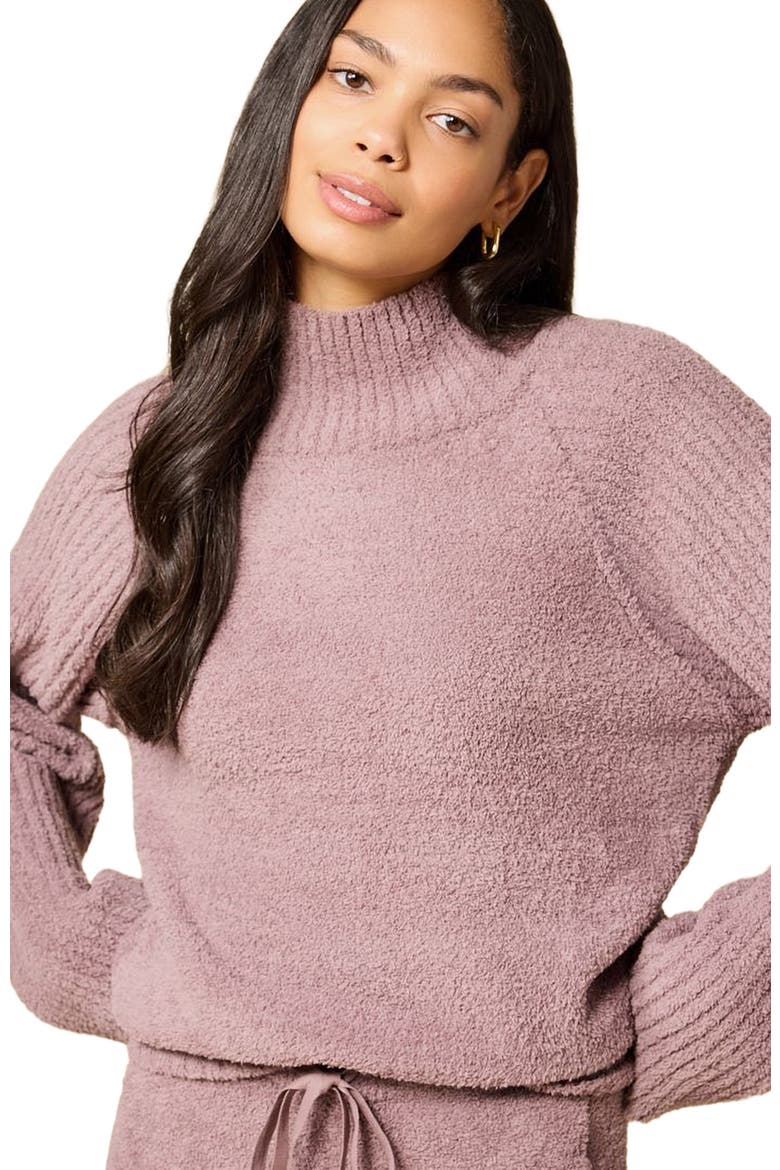 Solid Marshmallow Rib Mock Neck with Long Pant, Alternate, color, Driftwood