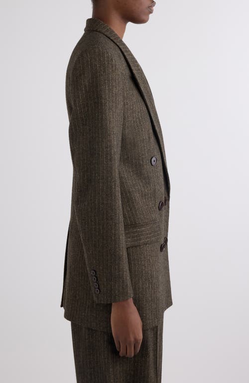 Isabel Marant Jevima Pinstripe Double Breated Wool Blend Blazer In Brown
