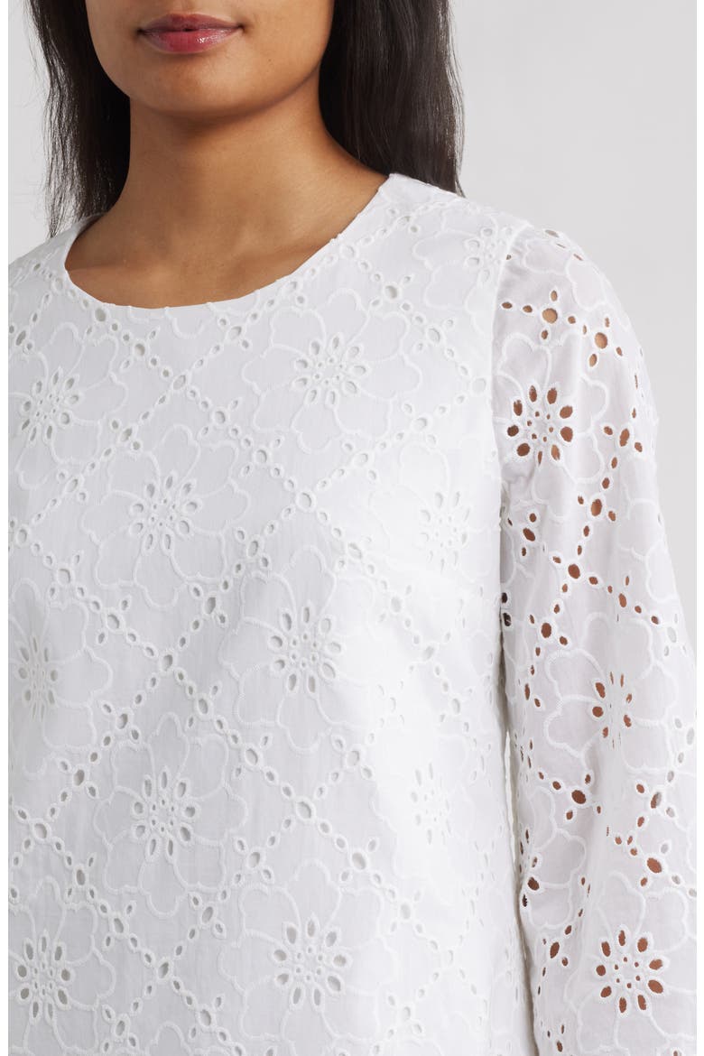 Richie Eyelet Embroidered Shift Dress, Alternate, color, RESORT WHITE BEACH HAVEN