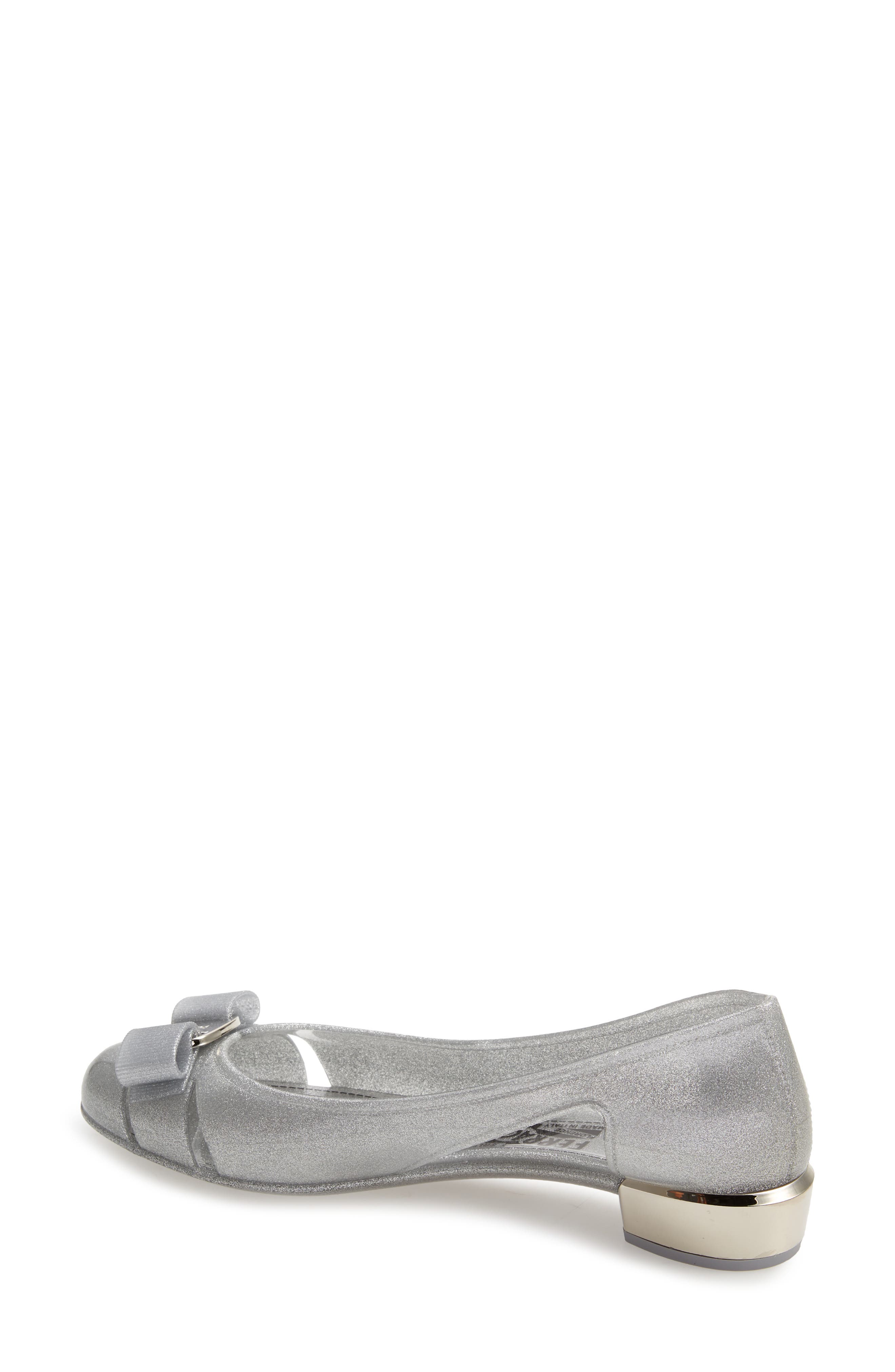 Salvatore Ferragamo Jelly Cutout Ballerina Flat, Alternate, color, SILVER