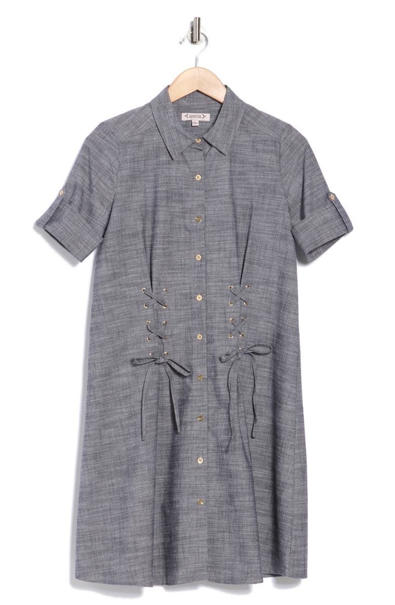 Nanette Lepore Short Sleeve Shirtdress, Alternate, color, Dark Navy