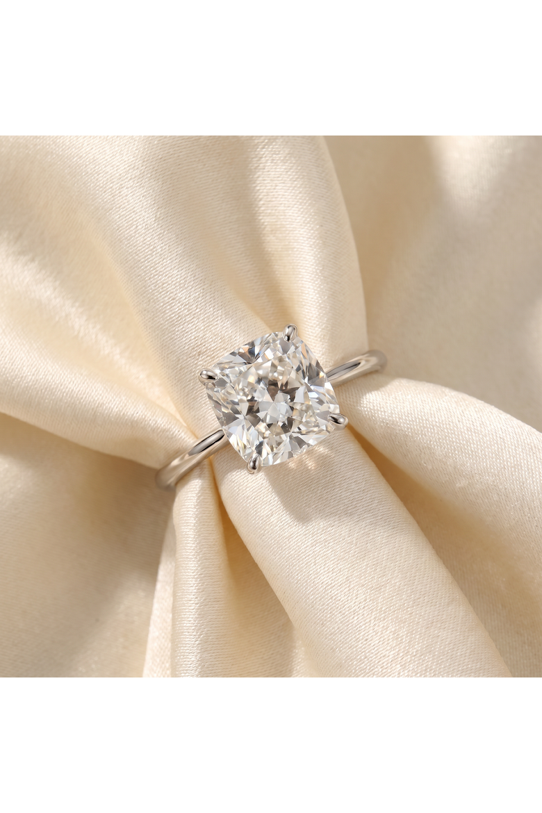 4.39CT Cushion Diamond GIA Certified Solitaire Engagement Ring 14k Gold, Main, color, 14k White Gold