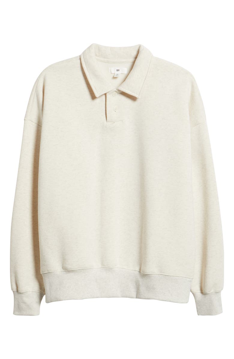 BP. Polo Fleece Sweatshirt, Alternate, color, Beige Oatmeal Light Heather