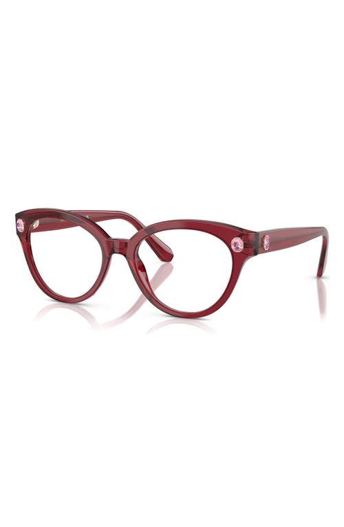 Swarovski 54mm Round Optical Glasses In Burgundy