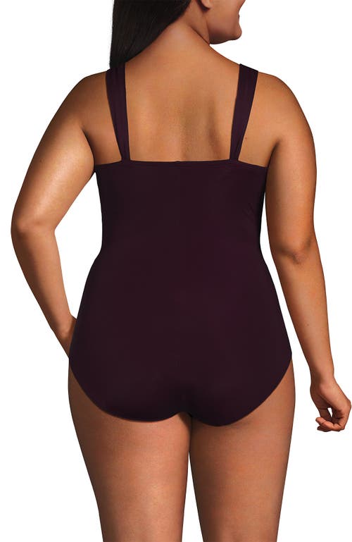 Lands' End Slendersuit Grecian Tummy Control Chlorine Resistant One Piece Swimsuit In Dark Wine