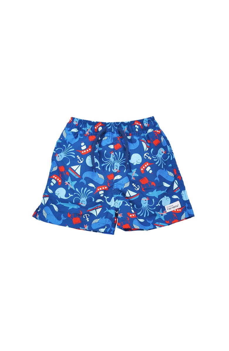 Flap Happy Boys UPF 50+ Wesley Swim Trunks with Mesh Liner, Main, color, Nautical Fun
