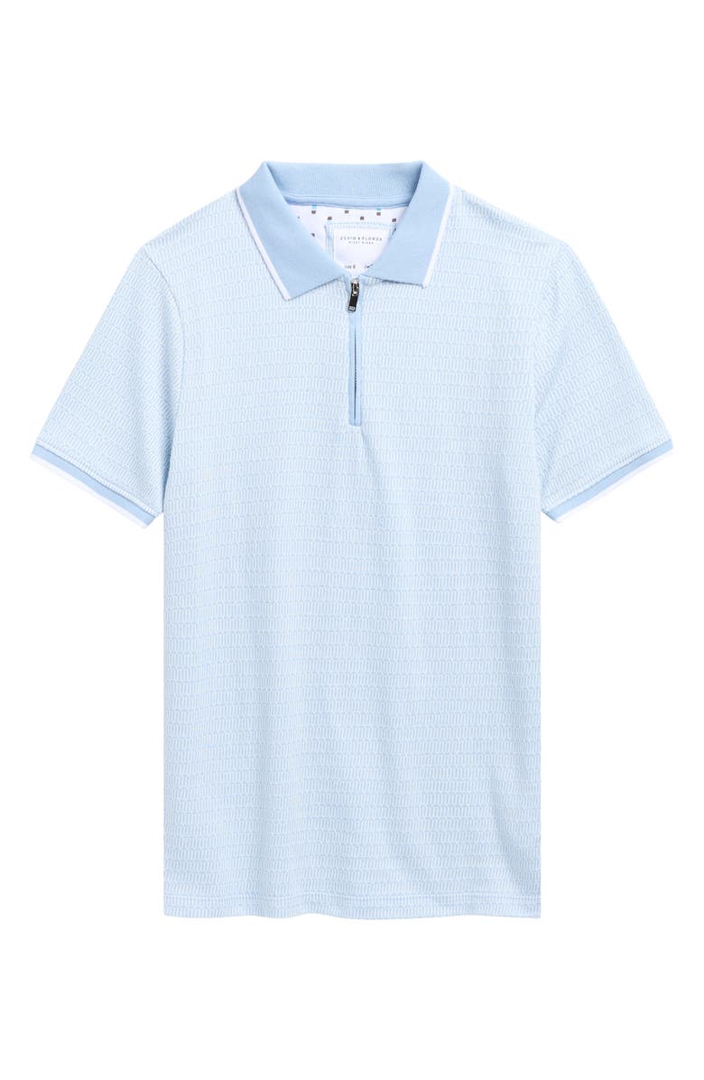 DENIM AND FLOWER Kids' Geometric Quarter Zip Polo, Main, color, Blue