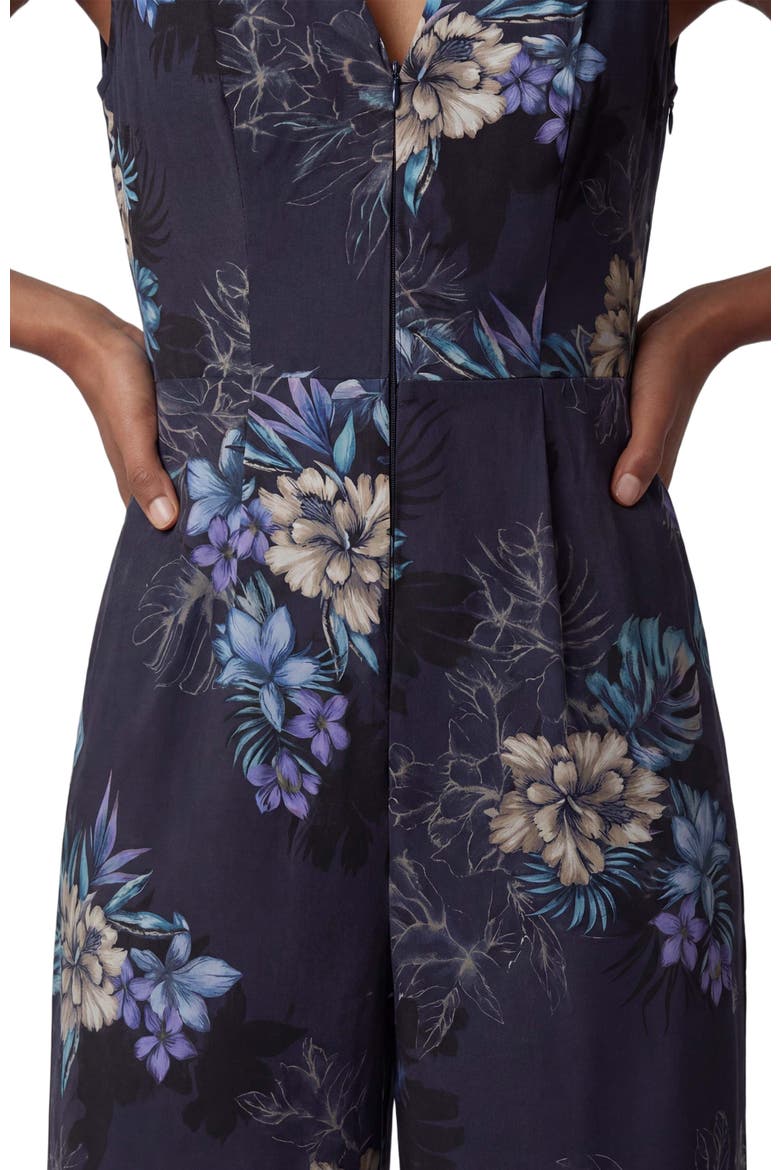 JENNY EXOTIC FLORAL BLACK WOMENS TAILORED JUMPSUIT, Alternate, color, Black