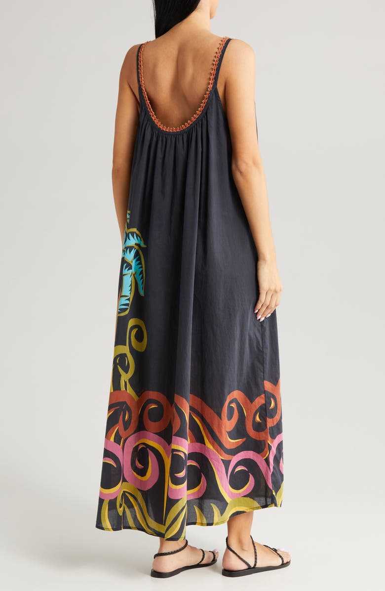 FARM Rio Pineapple Wave Cotton Cover-Up Dress, Alternate, color, 