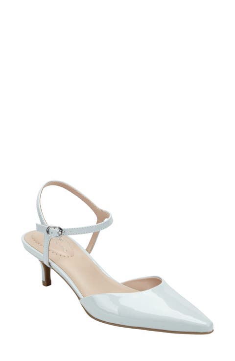 Rose Ankle Strap Pointed Toe Kitten Heel Sandal (Women)
