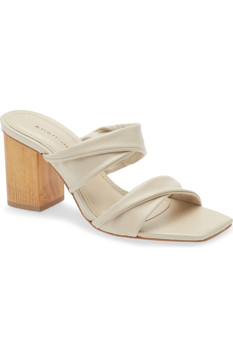 KOKO + PALENKI Alia Ruched Slide Sandal, Main, color, Tan Leather