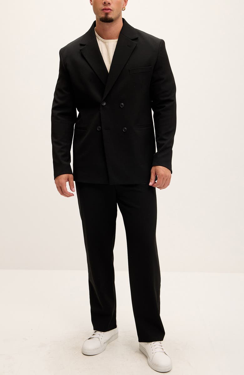 RON TOMSON Super Relaxed Double Breasted Tuxedo Jacket, Alternate, color, Black