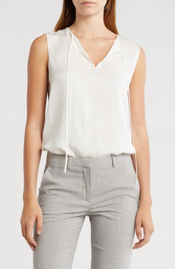 Theory Modern Sleeveless Silk Top In Iv