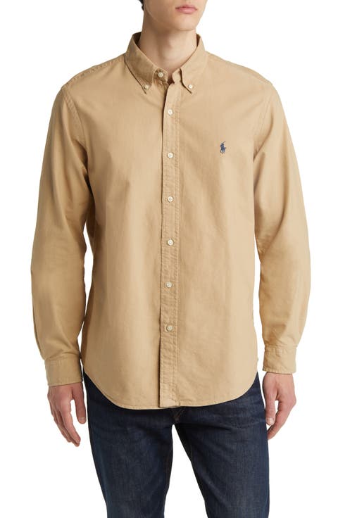 Classic Fit Garment Dyed Cotton Button-Down Oxford Shirt