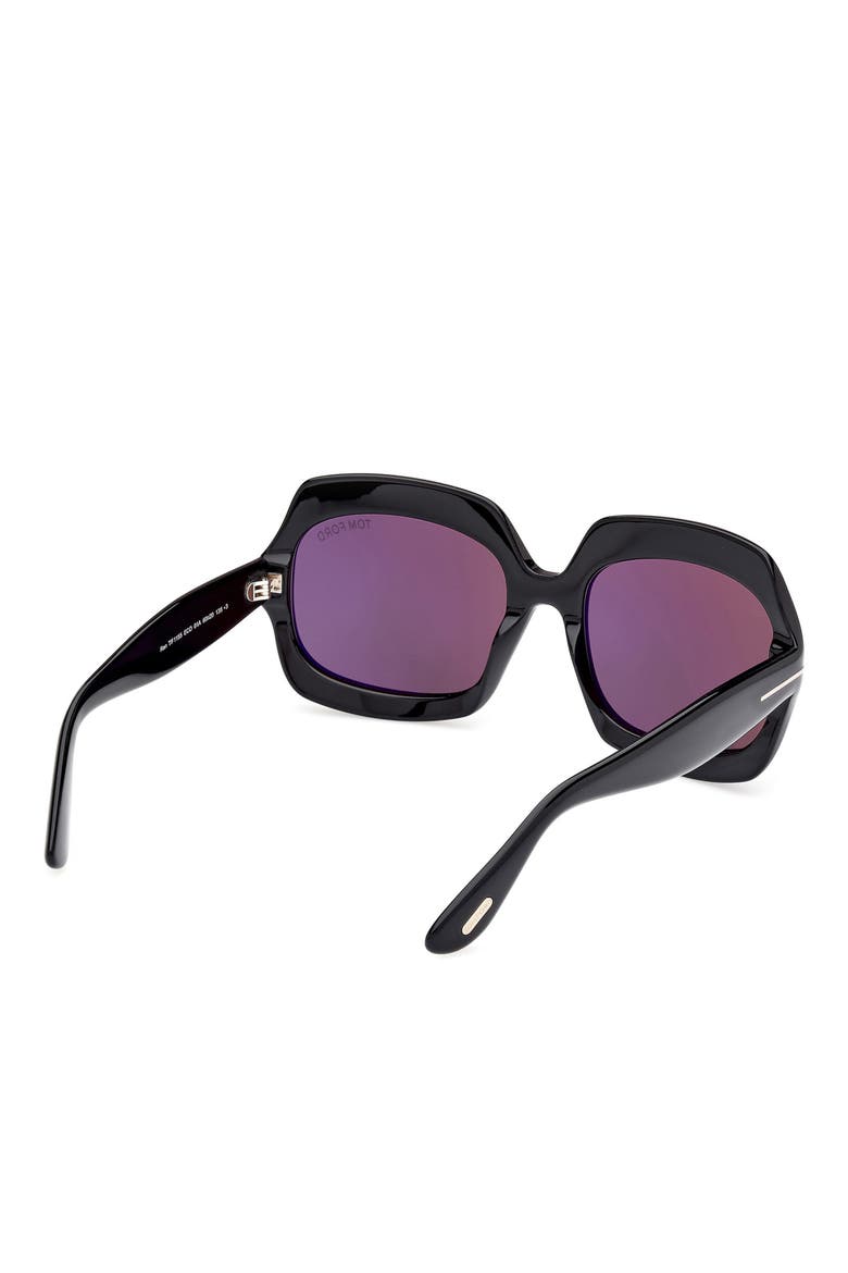 Ren 60mm Geometric Sunglasses, Alternate, color, SHINY BLACK / SMOKE