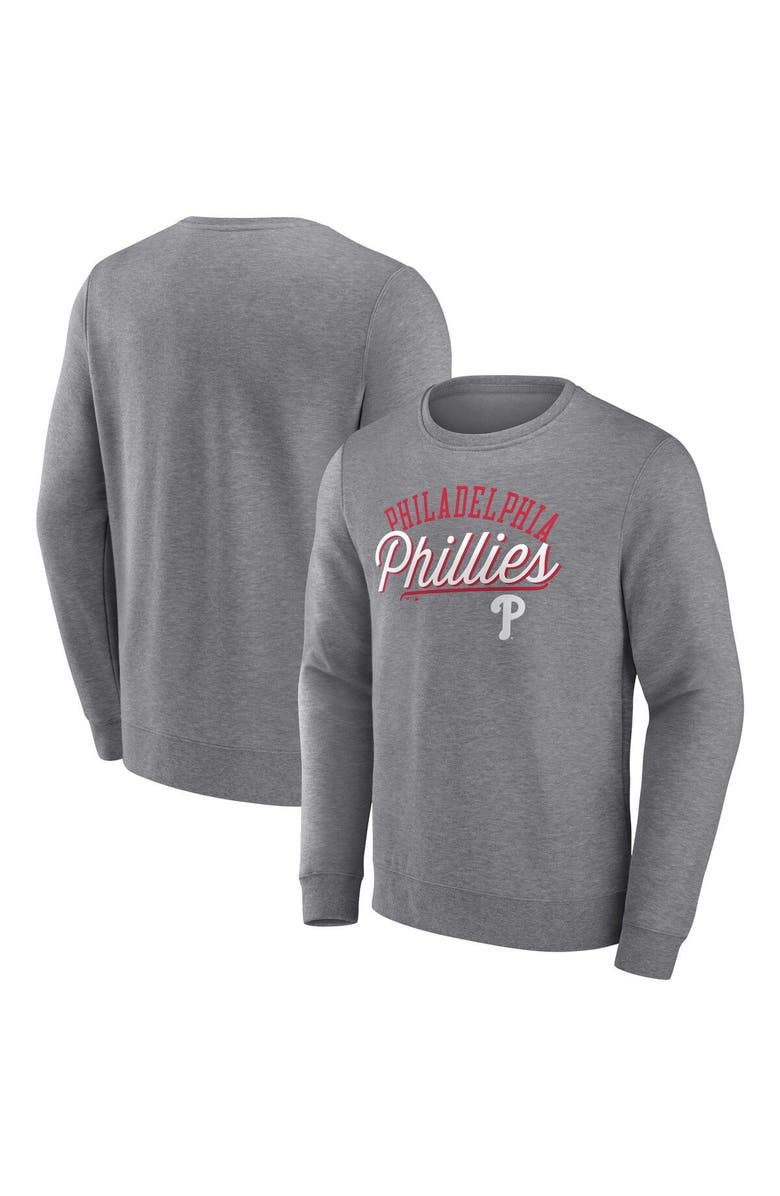FANATICS Men's Fanatics Branded Heather Gray Philadelphia Phillies Simplicity Pullover Sweatshirt, Main, color,