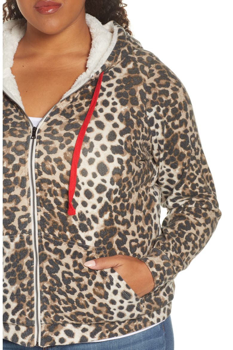 Remington Faux Shearling Lined Hooded Jacket, Alternate, color, BROWN ANIMAL