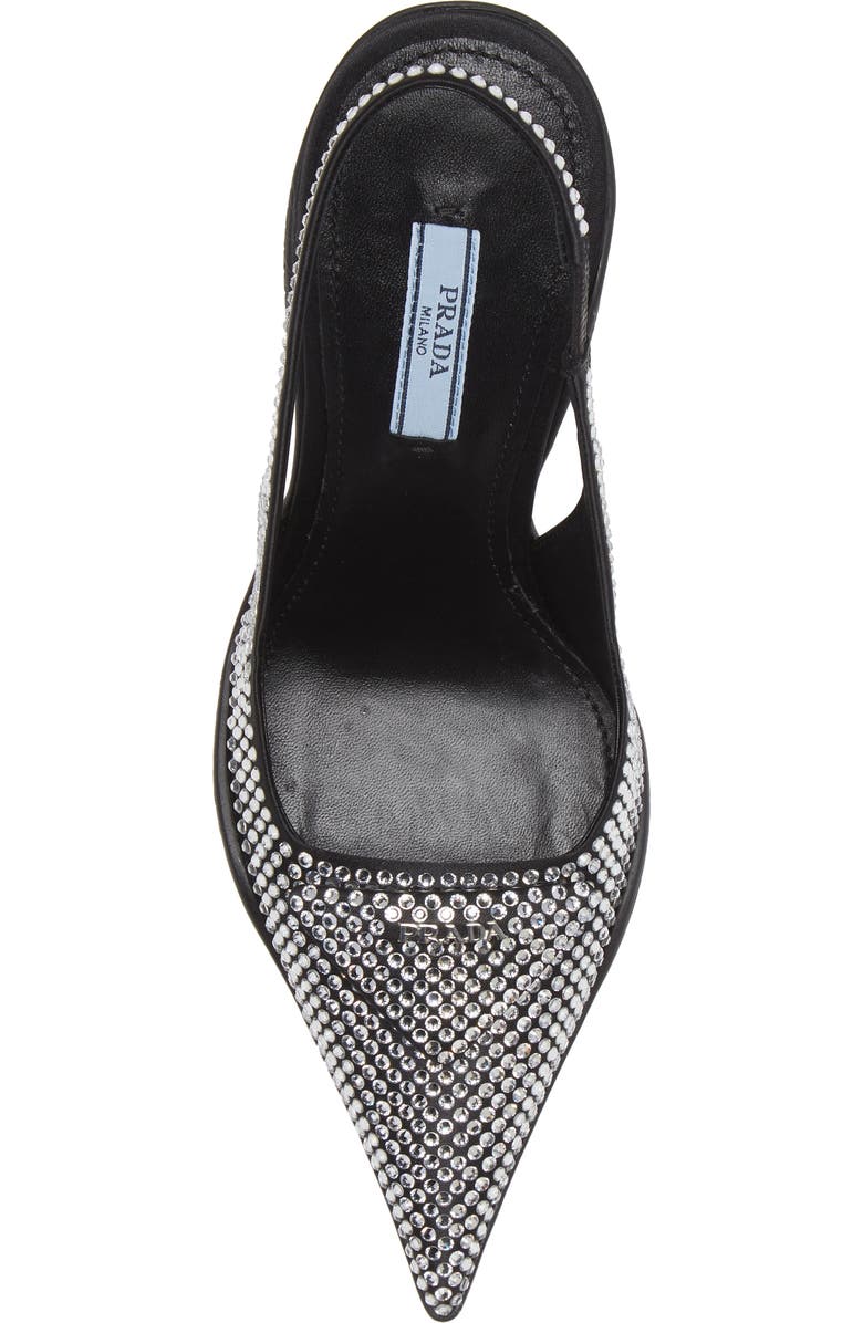 Prada Crystal Embellished Pointed Toe Slingback Pump, Alternate, color,
