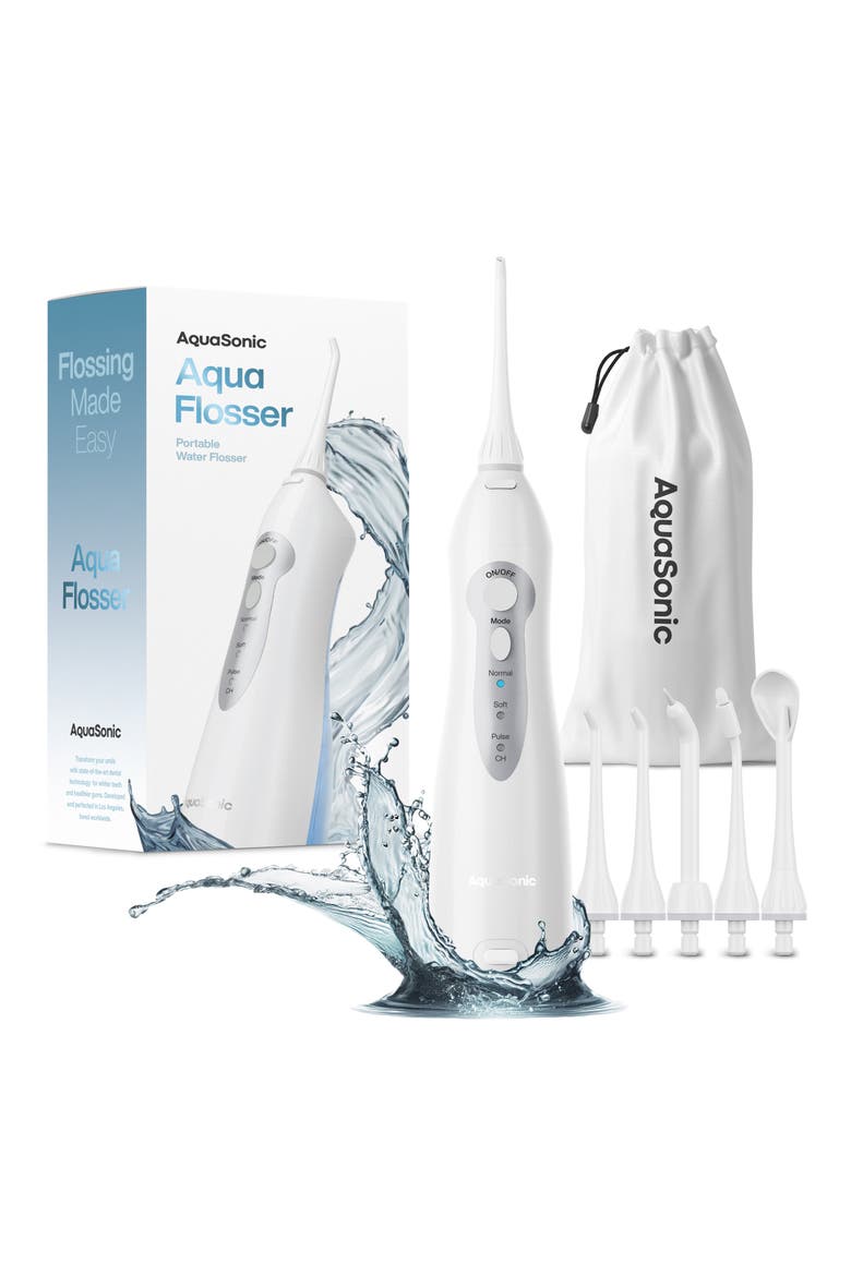 Aqua Flosser Cordless Rechargeable Water Flosser in White, Alternate, color, NO COLOR
