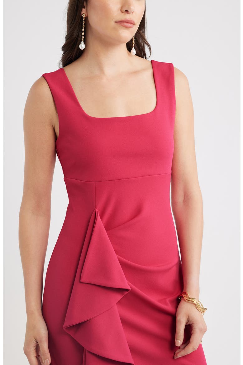 Ruffle Drape Square Neck Maxi Gown, Alternate, color, PINK CERISE