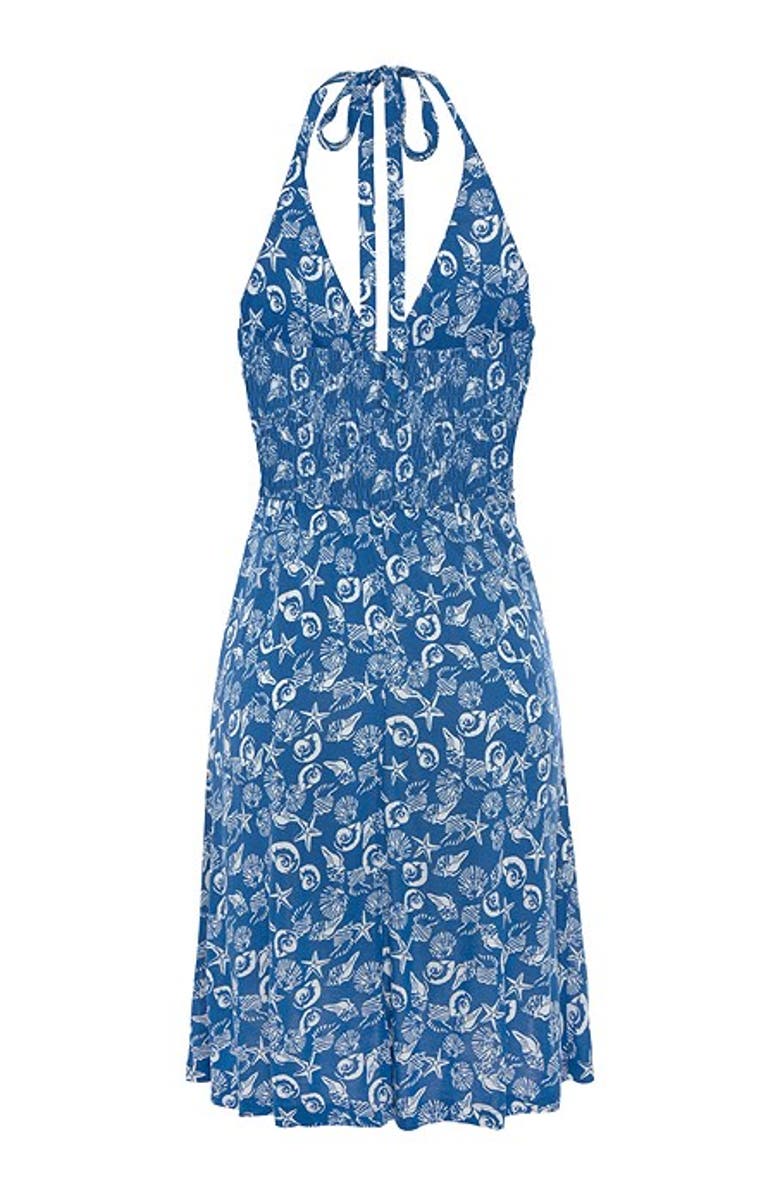 LASCANA Women's Printed Halter Dress, Alternate, color, Blue-Printed