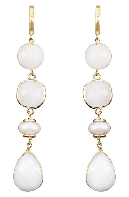 Panacea Faux Pearl Linear Drop Earrings In White