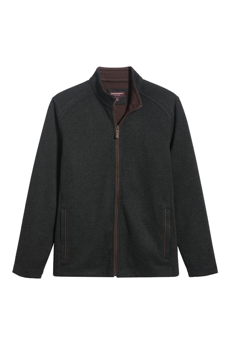 Heathered Knit Zip Jacket, Main, color, DARK CHARCOAL