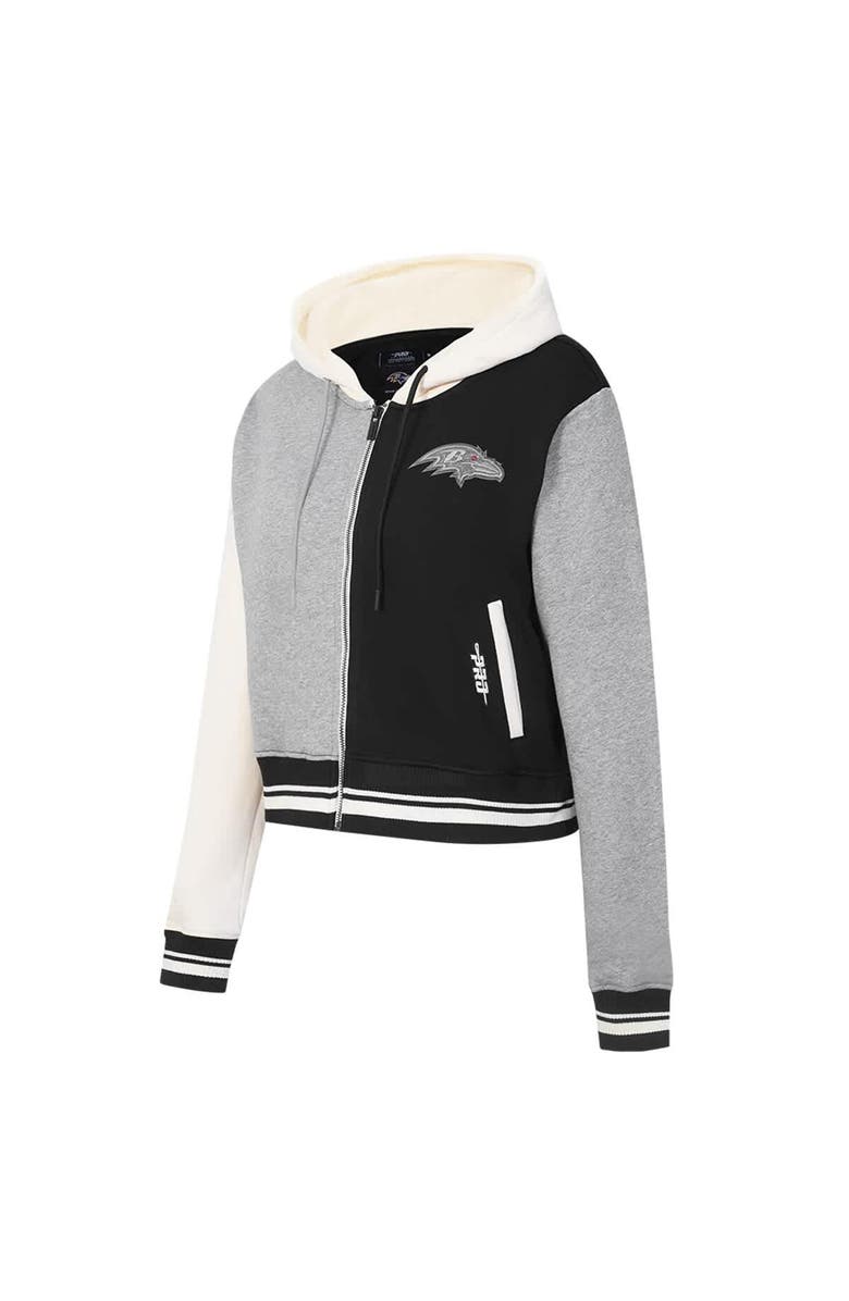 PRO STANDARD Women's Pro Standard  Gray Baltimore Ravens Reverse French Terry Colorblock Full-Zip Hoodie, Alternate, color, 