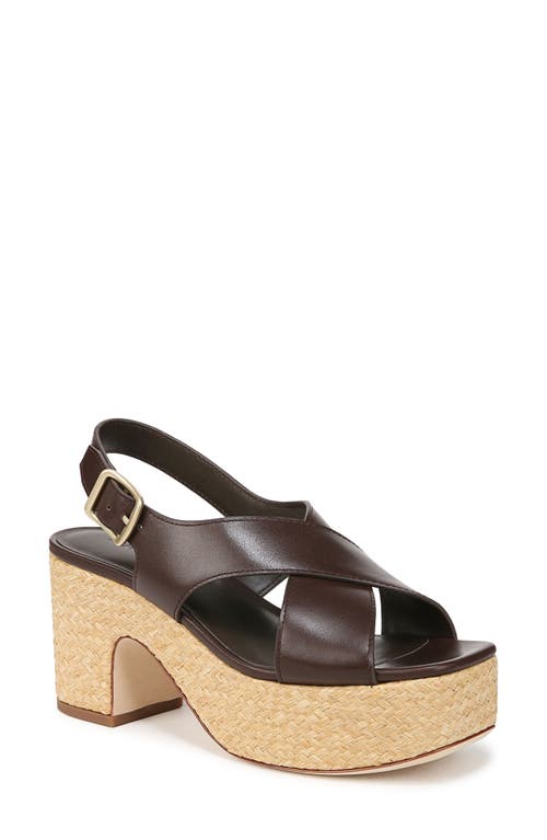 Vince Clementina Leather Crisscross Platform Sandals In Cacao Brown