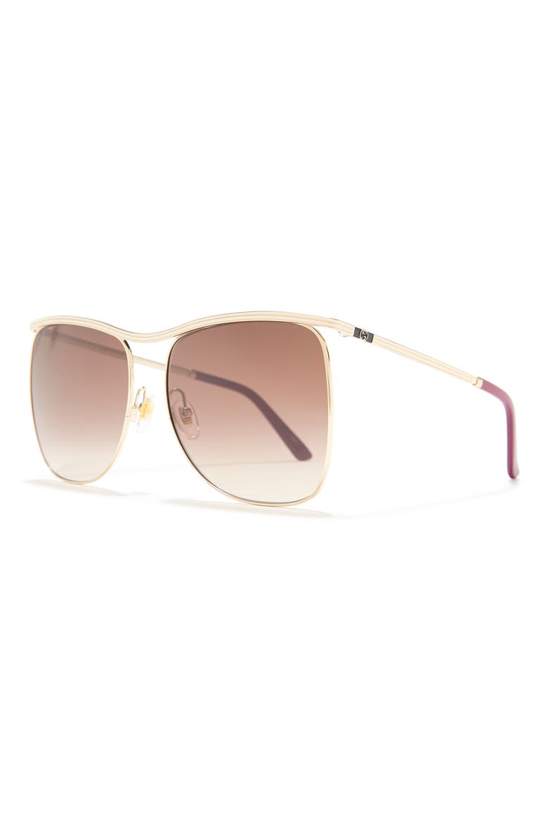 63mm Square Sunglasses, Alternate, color, GOLD BROWN
